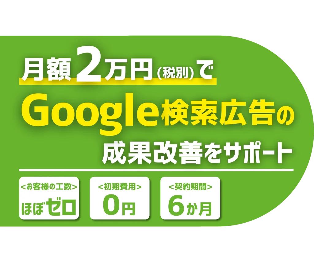 月額2万円でGoogle検索広告の成果改善をサポート